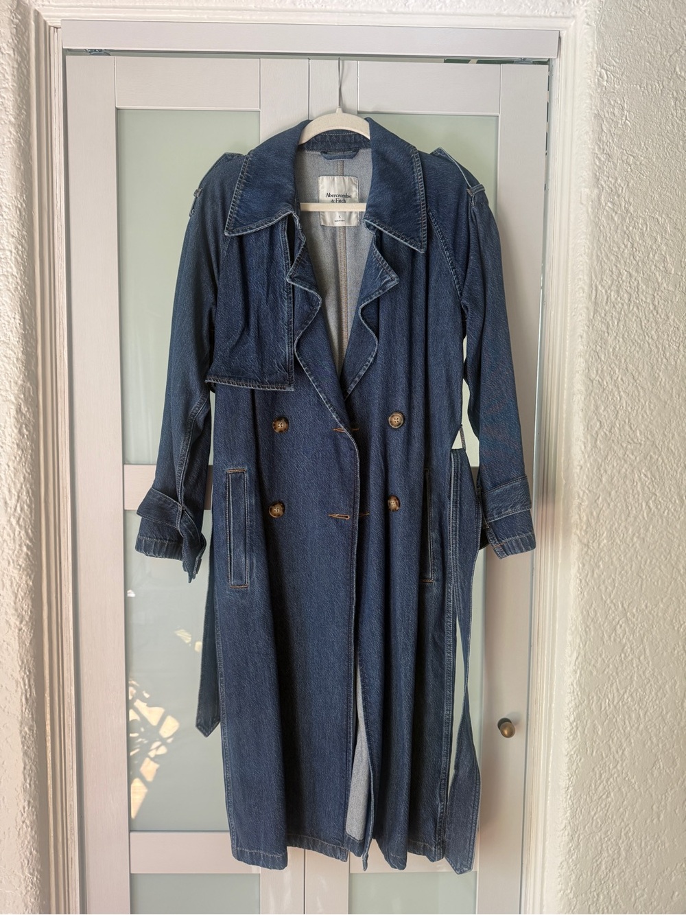 Abercrombie & Fitch Long Denim Trench Coat